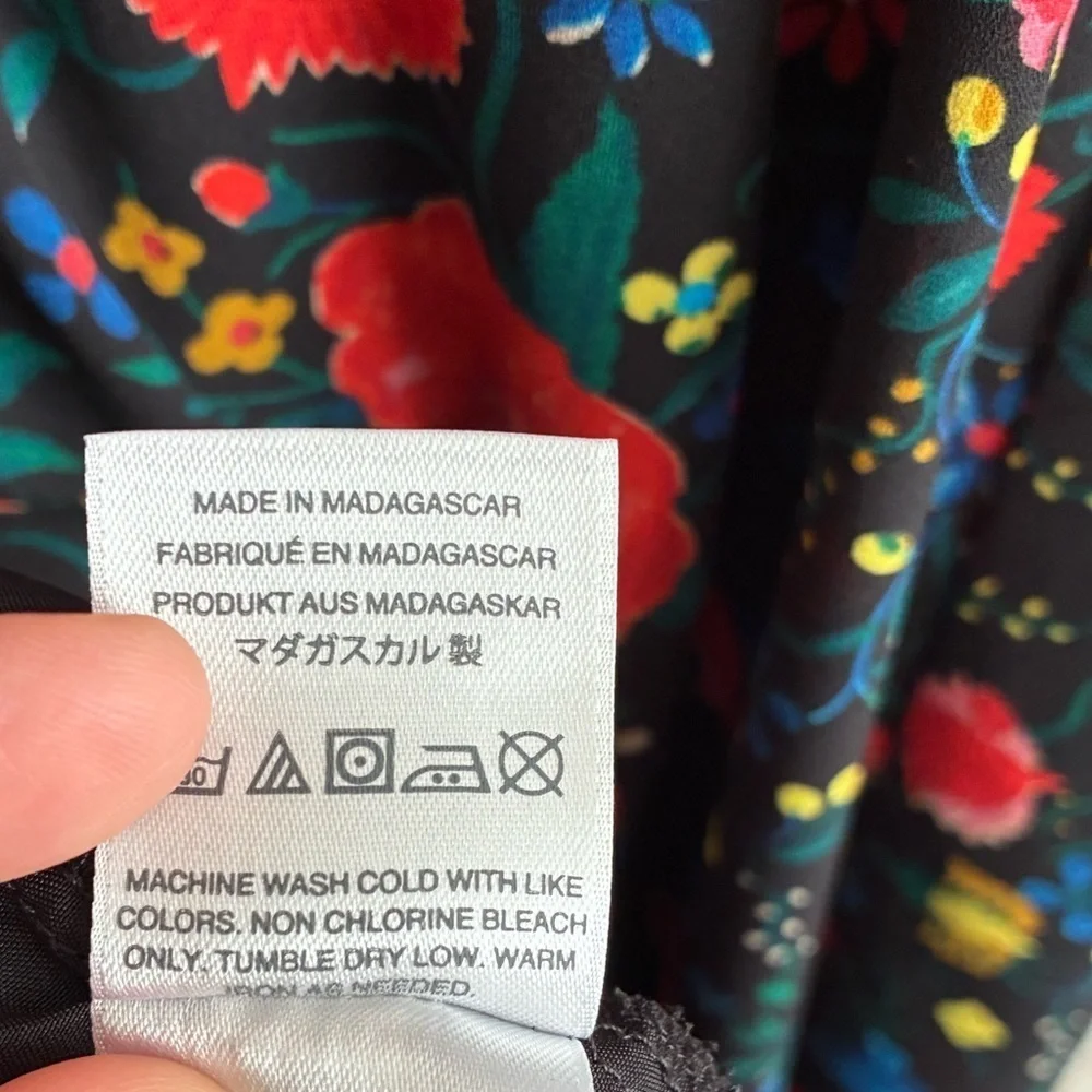 J. Crew Women’s Floral Printed Flutter Sleeveless Multicolor Keyhole Dress XS